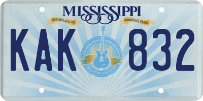MS license plate KAK832