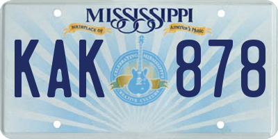 MS license plate KAK878