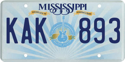 MS license plate KAK893