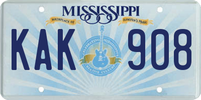 MS license plate KAK908
