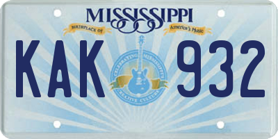 MS license plate KAK932