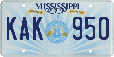 MS license plate KAK950