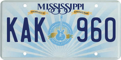 MS license plate KAK960
