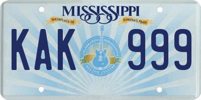 MS license plate KAK999