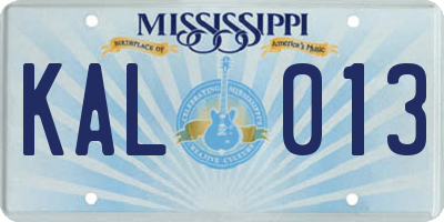 MS license plate KAL013