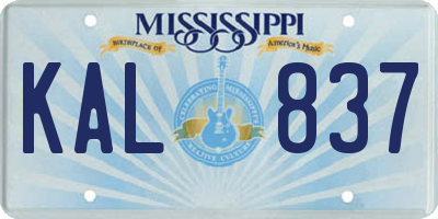 MS license plate KAL837