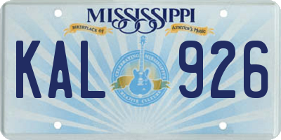 MS license plate KAL926