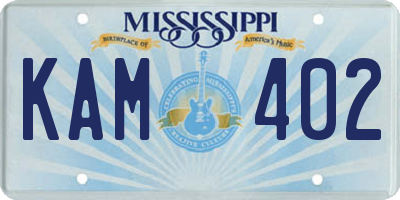 MS license plate KAM402