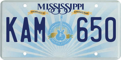 MS license plate KAM650