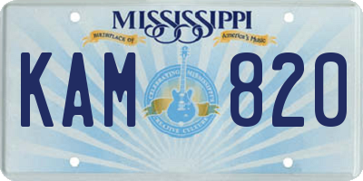 MS license plate KAM820