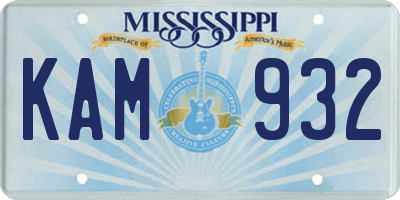 MS license plate KAM932