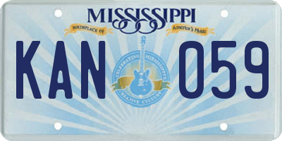 MS license plate KAN059