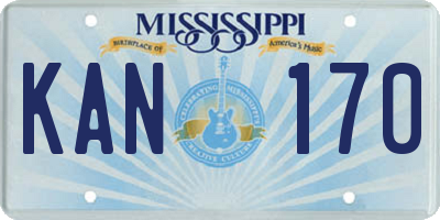 MS license plate KAN170