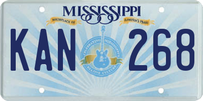 MS license plate KAN268