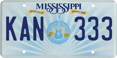 MS license plate KAN333