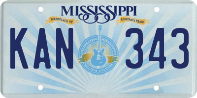 MS license plate KAN343