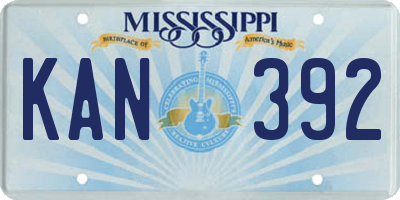 MS license plate KAN392
