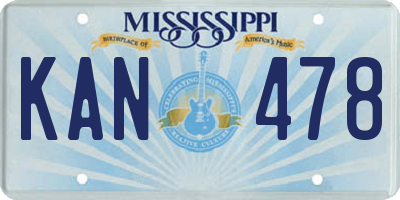 MS license plate KAN478