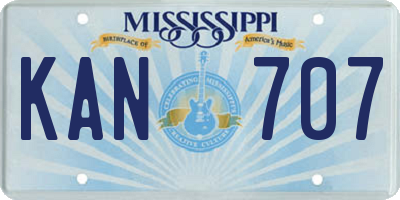 MS license plate KAN707