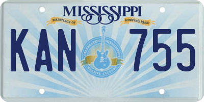 MS license plate KAN755