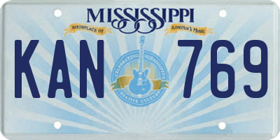 MS license plate KAN769
