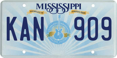 MS license plate KAN909