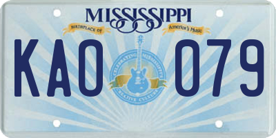 MS license plate KAO079