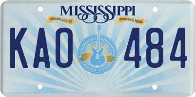 MS license plate KAO484