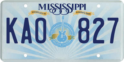 MS license plate KAO827