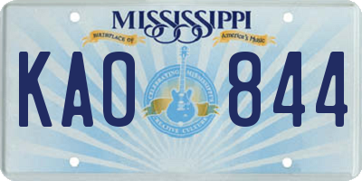 MS license plate KAO844