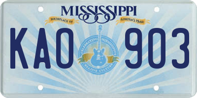 MS license plate KAO903