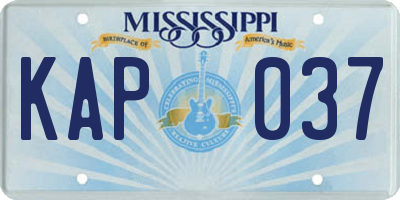 MS license plate KAP037