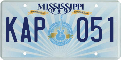 MS license plate KAP051