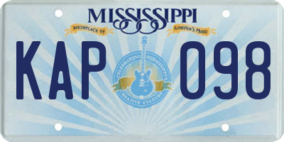 MS license plate KAP098