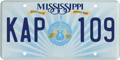 MS license plate KAP109