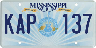 MS license plate KAP137