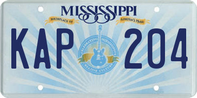 MS license plate KAP204