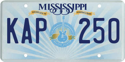 MS license plate KAP250