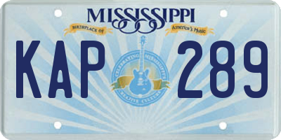 MS license plate KAP289