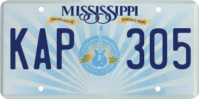 MS license plate KAP305