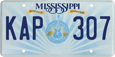 MS license plate KAP307