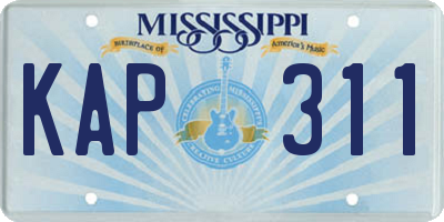 MS license plate KAP311