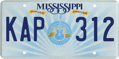 MS license plate KAP312