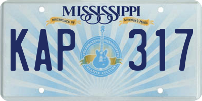 MS license plate KAP317