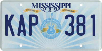 MS license plate KAP381