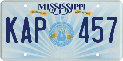MS license plate KAP457