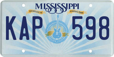 MS license plate KAP598