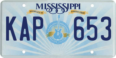 MS license plate KAP653