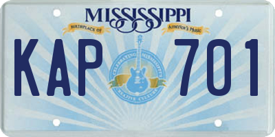 MS license plate KAP701