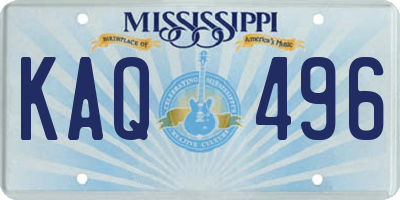 MS license plate KAQ496